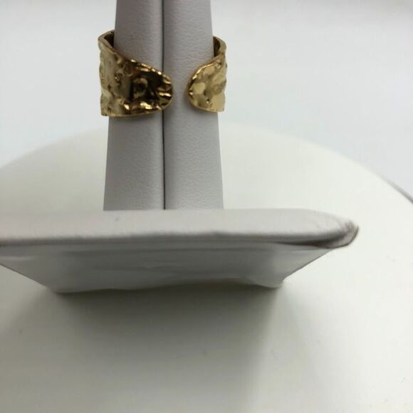 18K Gold Plated Women’s Textured Finger Ring | Open Back | Everyday Waterproof - Picture 6 of 10